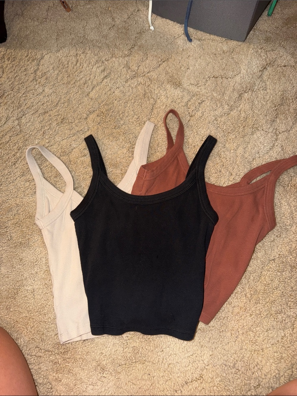 Abercrombie Soft Rib Women’s Ribbed Tank Top Bundle – Black, Cream, Rust